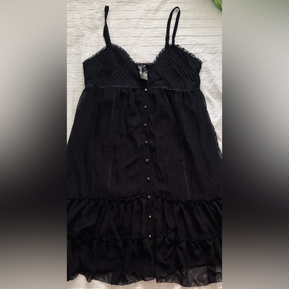 🖤 GUESS Black Mini Dress | Sexy Sheer Babydoll LBD | Small 🔥